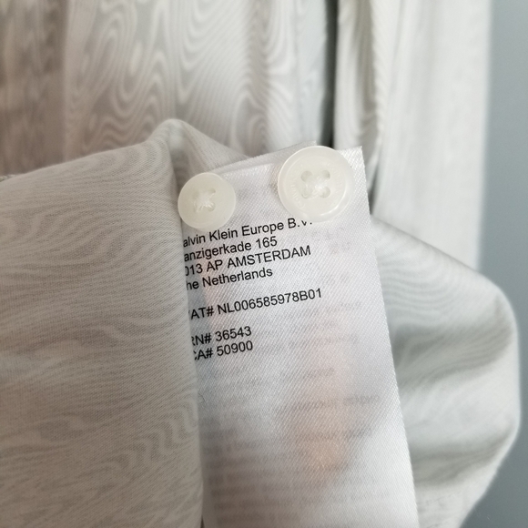 Calvin Klein Mens Cotton Blend Geometric Dress Shirt Brilliant White NWT Large - Picture 12 of 14